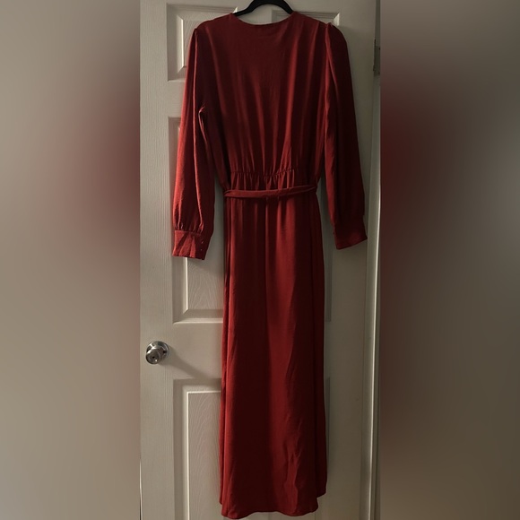 Fraiche by J dress Elegant Red Wrap Dress - Picture 3 of 5